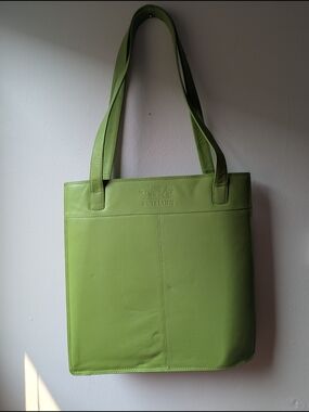 Green Leather Tote Bag
